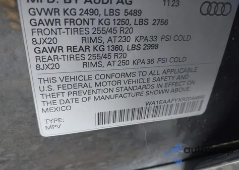 2024 Audi Q5 Premium Plus 45 Tfsi S Line Quattro from USA, damaged, VIN WA1EAAFYXR2044895